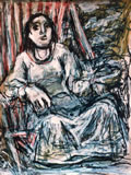 Figura seduta, 1988, tecnia mista su carta, cm 40x30, Milano, collezione privata